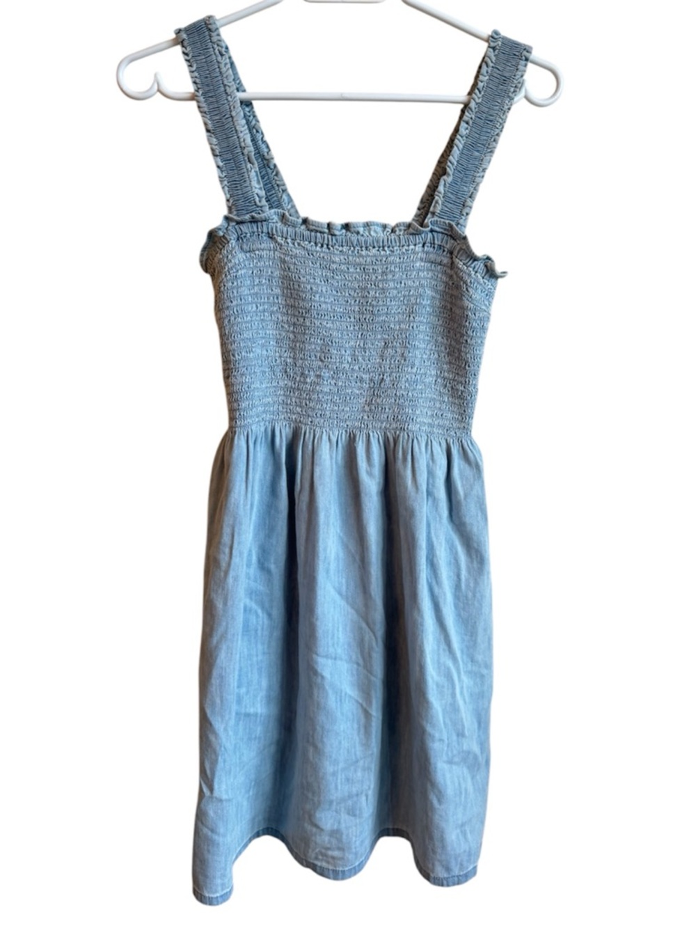 Gap Chambray Smocked Sundress Blue Mini Dress Square Neck Cottagecore Summer